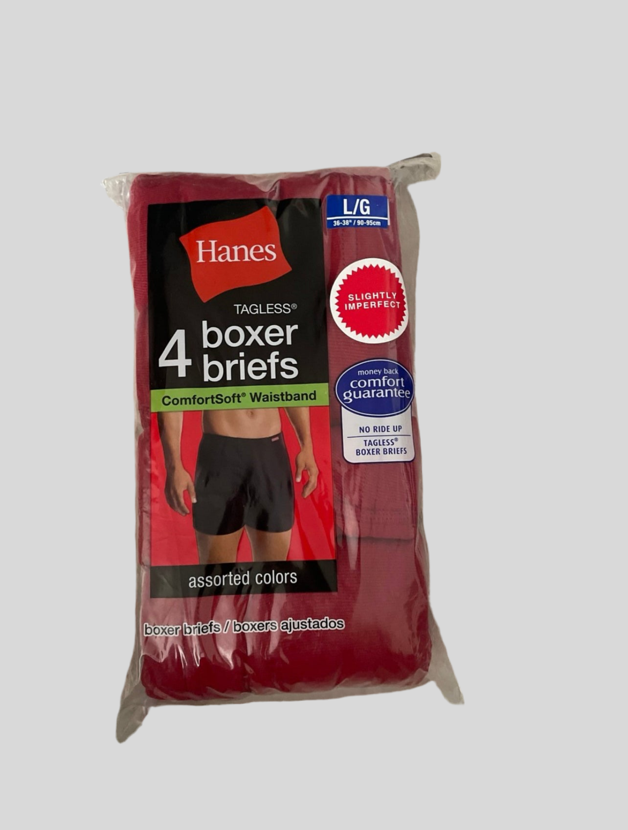 Paquete de 4 Calzoncillos tipo Boxer Hanes Comfort Flex en color rojo - Tela Suave en Talla L