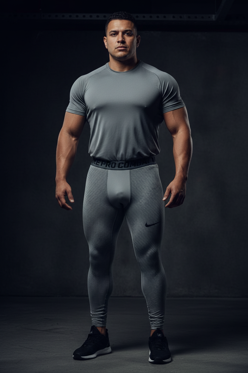 Malla de entrenamiento licra Nike ✔️ Pro Dri-FIT para hombre con diseño de rayas en color gris Talla M