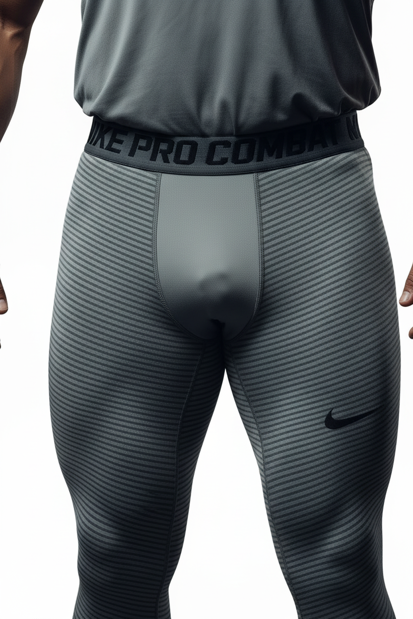 Malla de entrenamiento licra Nike ✔️ Pro Dri-FIT para hombre con diseño de rayas en color gris Talla M