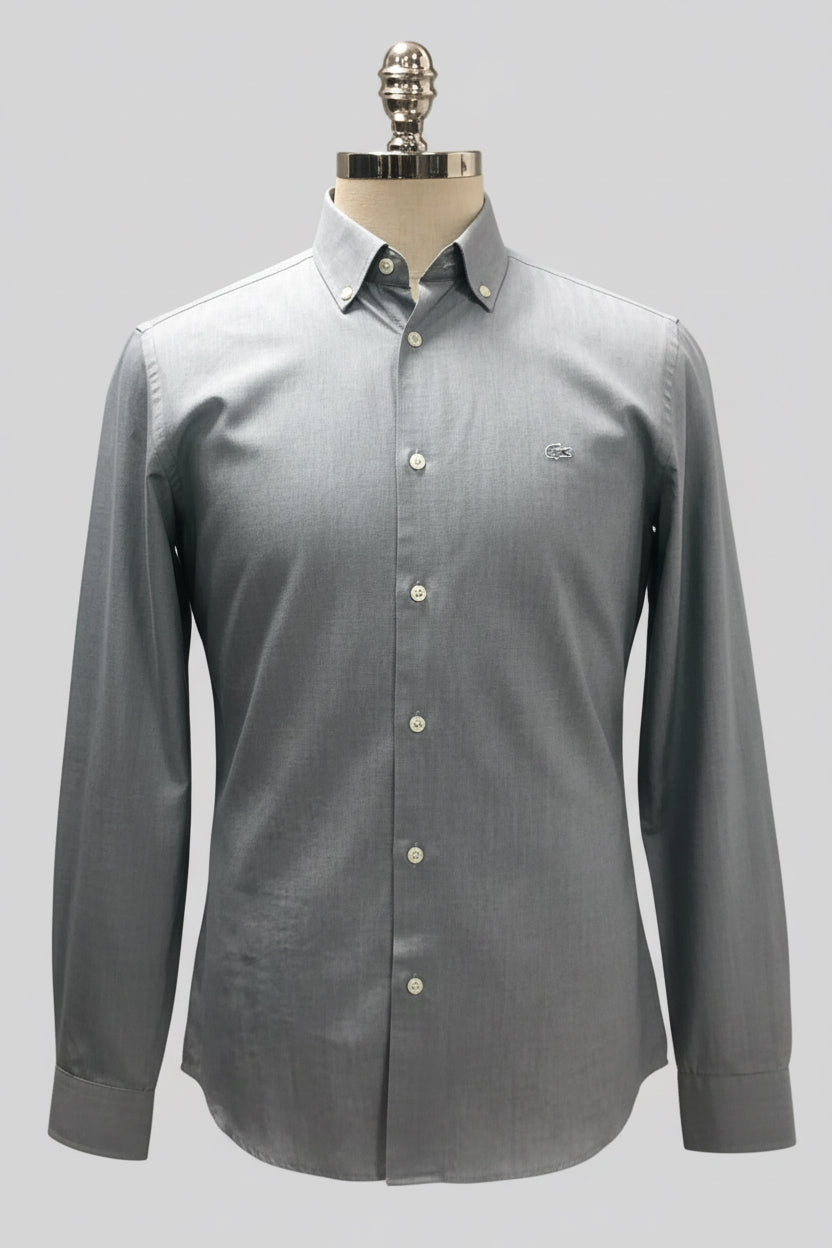 Camisa de botones Lacoste 🐊 color gris claro Talla M Entalle Regular