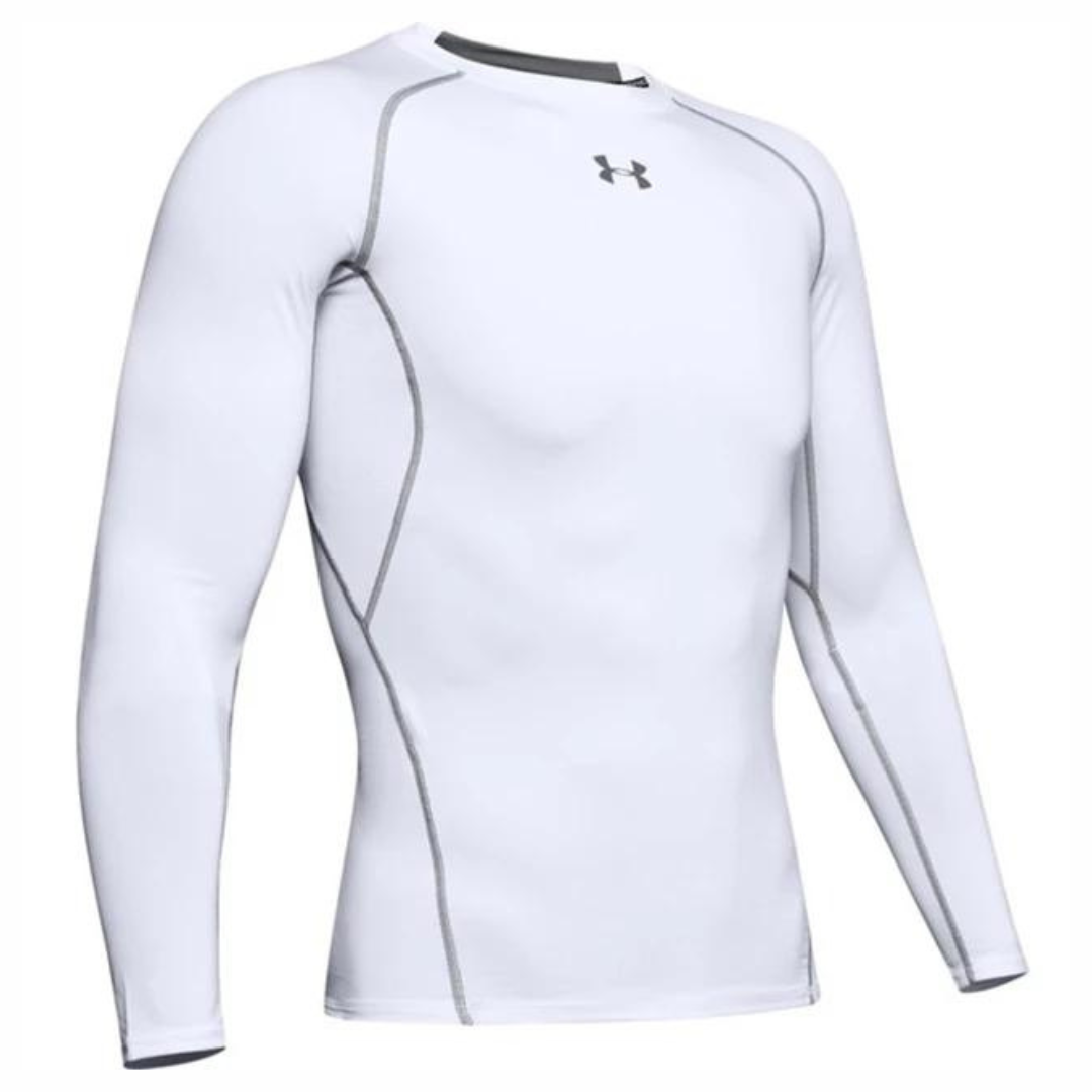 Camiseta de compresión Under Armour 🏋🏽 color blanco y logo en gris Talla Medium