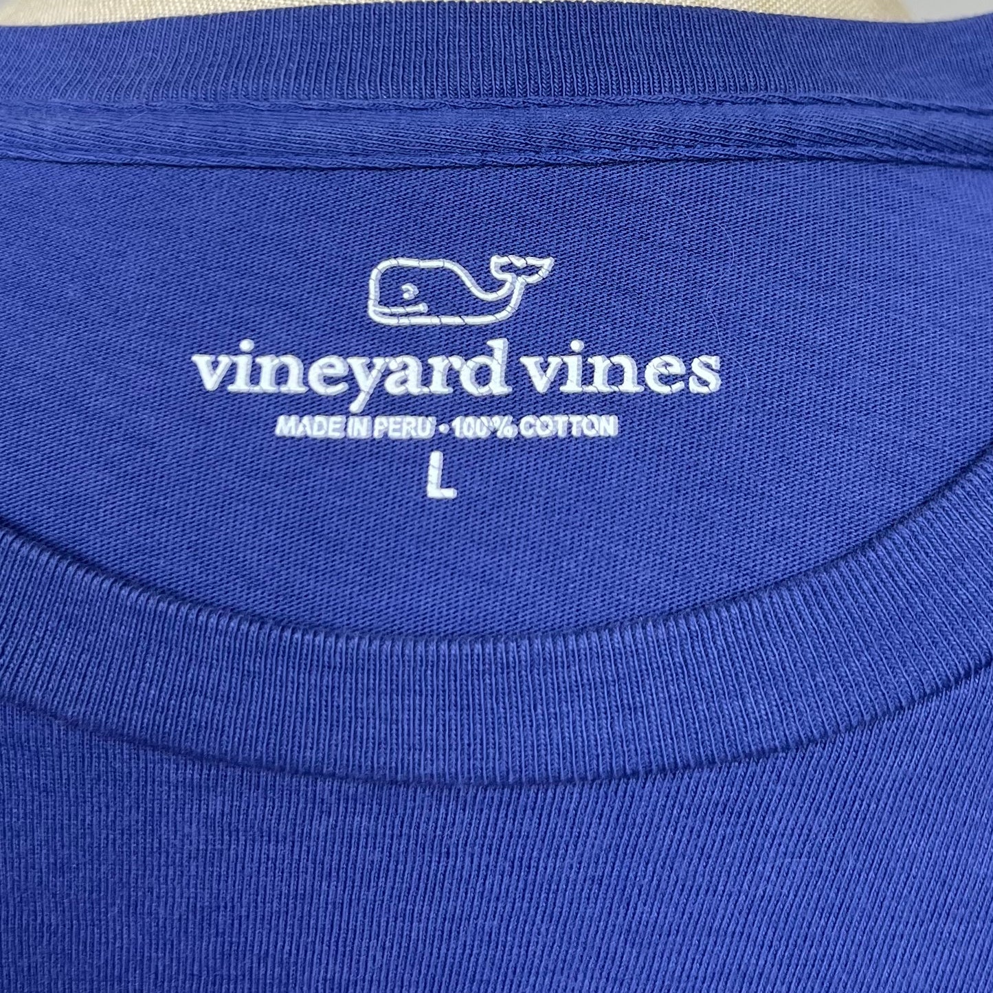 Camiseta de bolsillo Vineyard Vines 🐳 color azul con Diseño de ballena en turquesa Talla Large