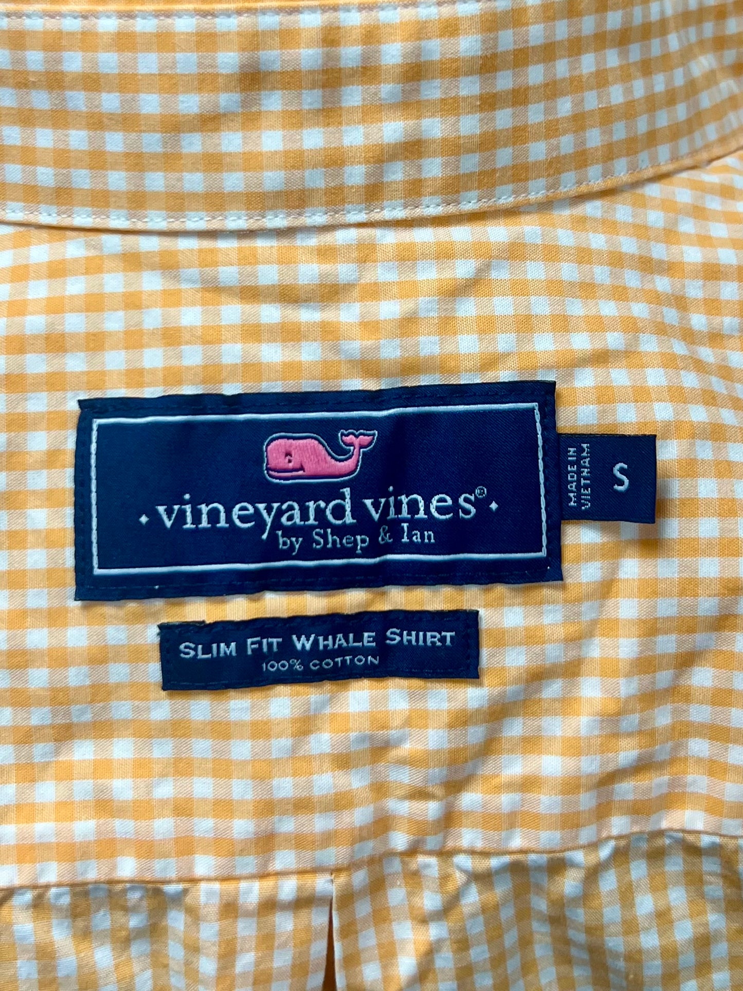 Camisa Vineyard Vines 🐳 de cuadros gingham naranja y blanco Talla S Entalle Slim Fit