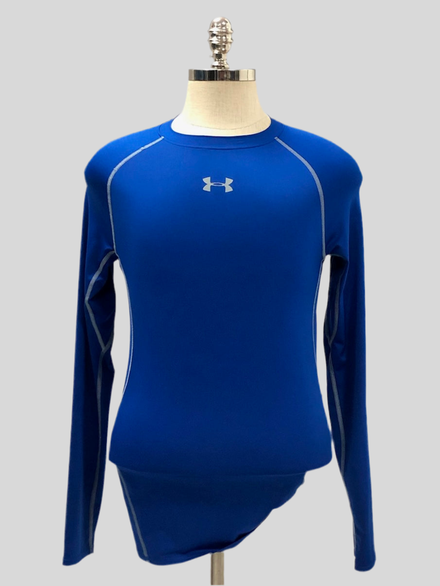 Camiseta de compresión Under Armour 🏋🏽 color azul intenso y logo en blanco Talla L