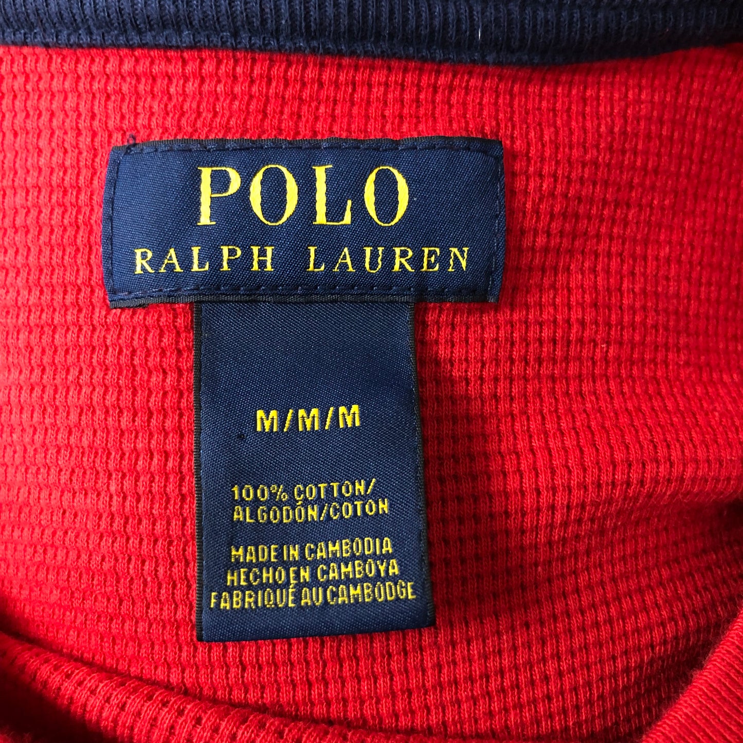 Camiseta cuello redondo Polo Ralph Lauren 🏇🏼 Waffle color rojo manga larga Talla M