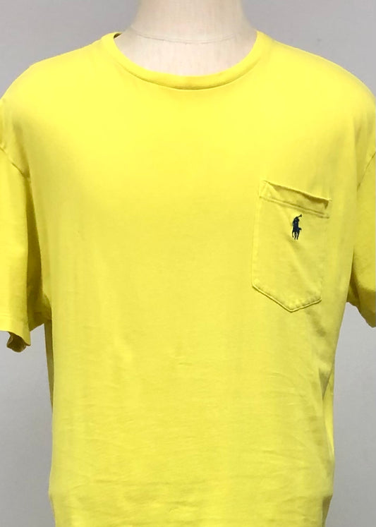 Camiseta cuello redondo Polo Ralph Lauren 🏇🏼 color amarillo intenso y diseño con bolsillo Talla L