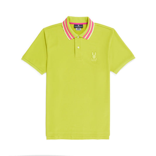 Camiseta Polo Psycho Bunny 🐰  color verde intenso y diseño de cuello Talla 3XL Entalle Regular