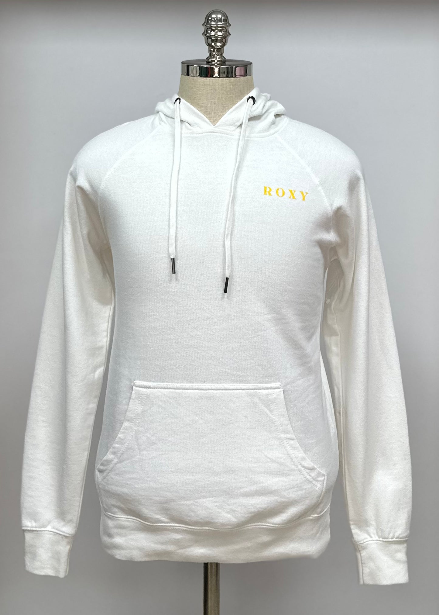 Sudadera Hoodie de mujer Roxy 🏄🏽‍♂️ color blanco y logo en amarillo Talla S