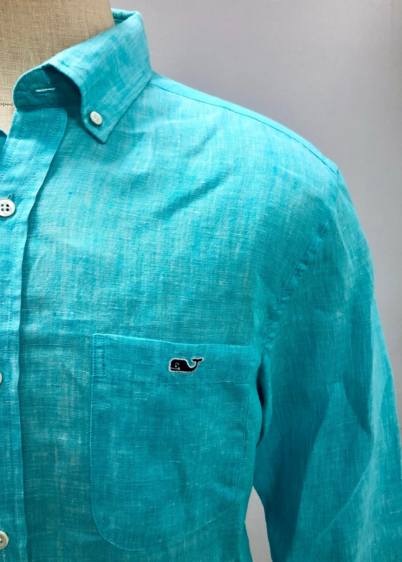 Camisa de botones Vineyard Vines 🐳 De Lino color turquesa Talla M Entalle Clásico