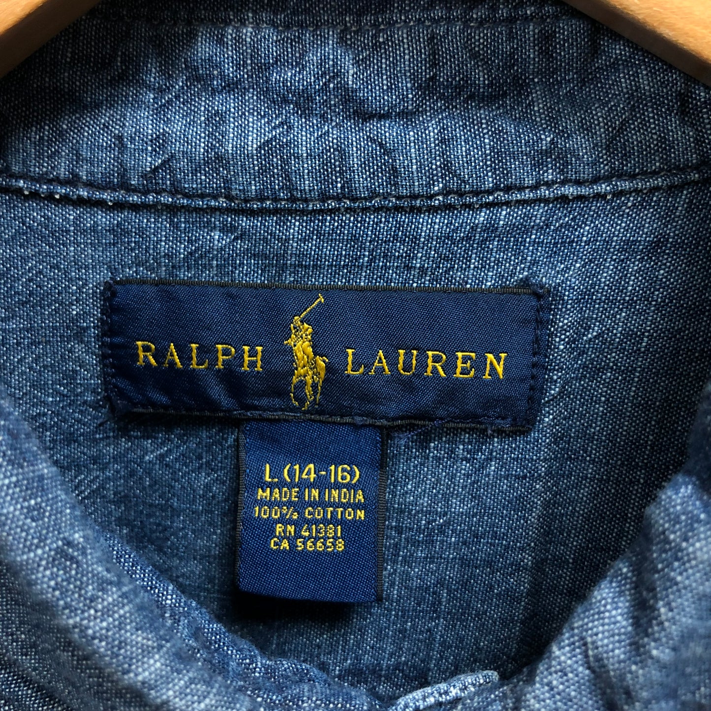 Camisa de jeans Polo Ralph Lauren 🏇🏼 color azul oscuro Talla L de niño Entalle Regular