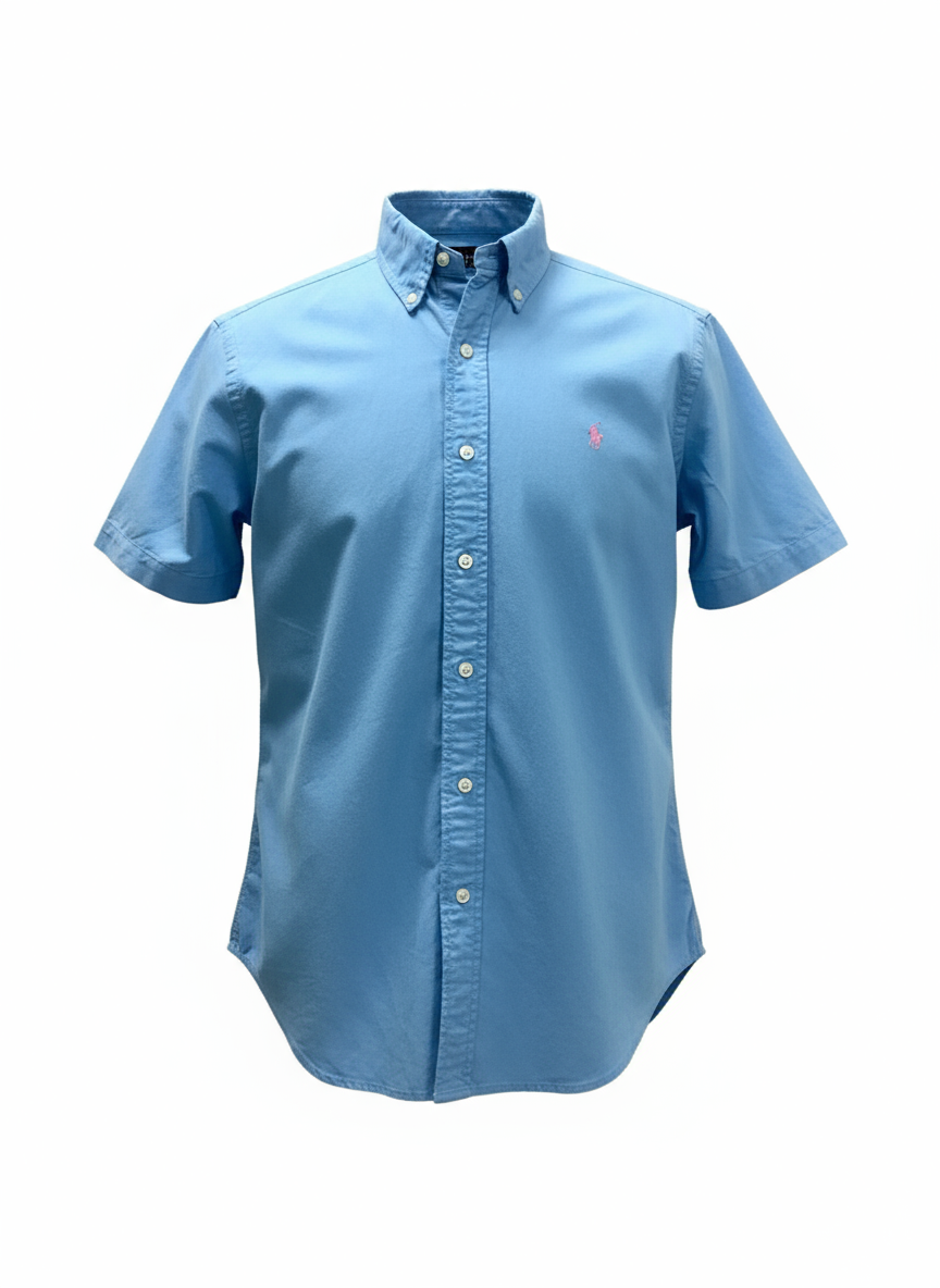 Camisa de botones Polo Ralph Lauren 🏇🏼 en color celeste grisáceo Talla M Entalle Clásico