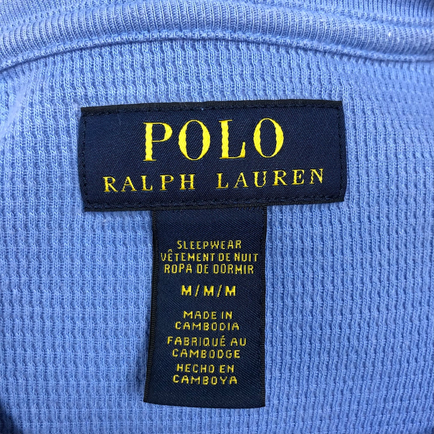 Camiseta cuello redondo Polo Ralph Lauren 🏇🏼 Waffle color celeste manga larga Talla M
