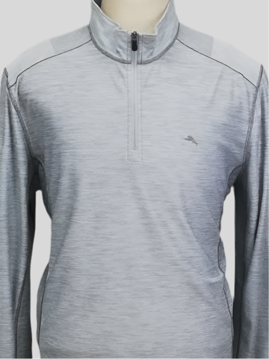 Sueter Jersey Tommy Bahama color gris con logo en color gris claro Talla L (ver descripción)