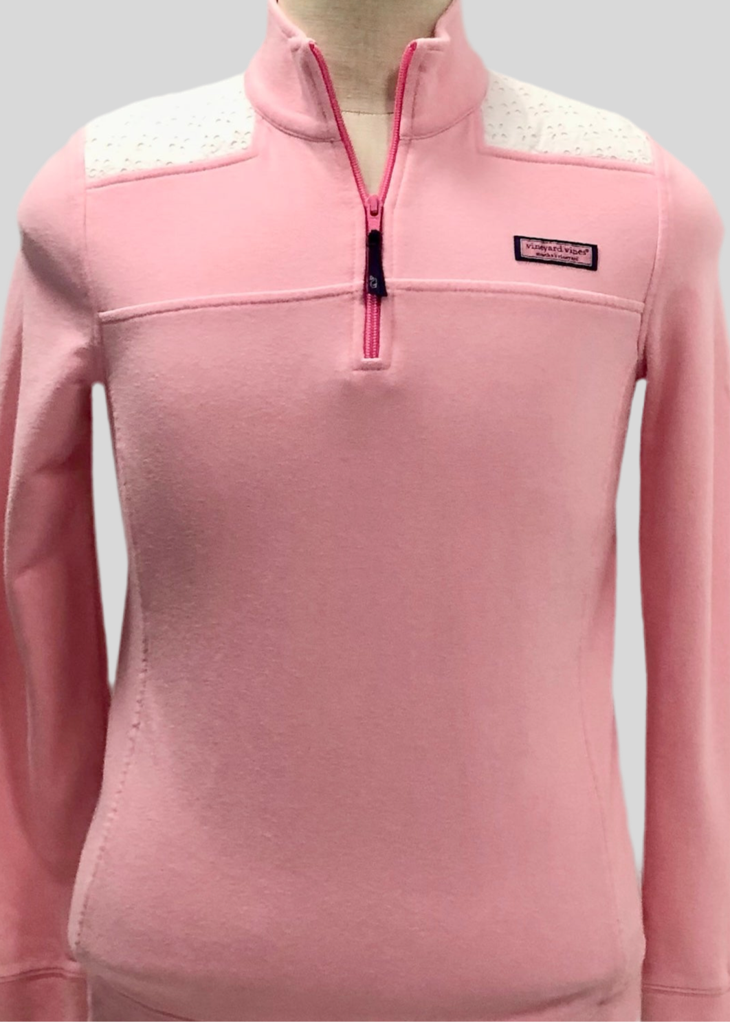 Sueter Jersey de mujer Vineyard Vines 🐳 color rosado claro y blanco Tela algodón Pima Talla M