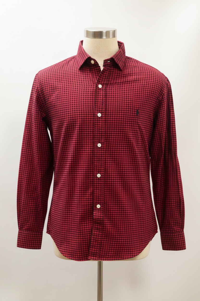 Camisa de botones Polo Ralph Lauren 🏇🏼 de cuadros gingham rojo y negro Talla XL Entalle Regular