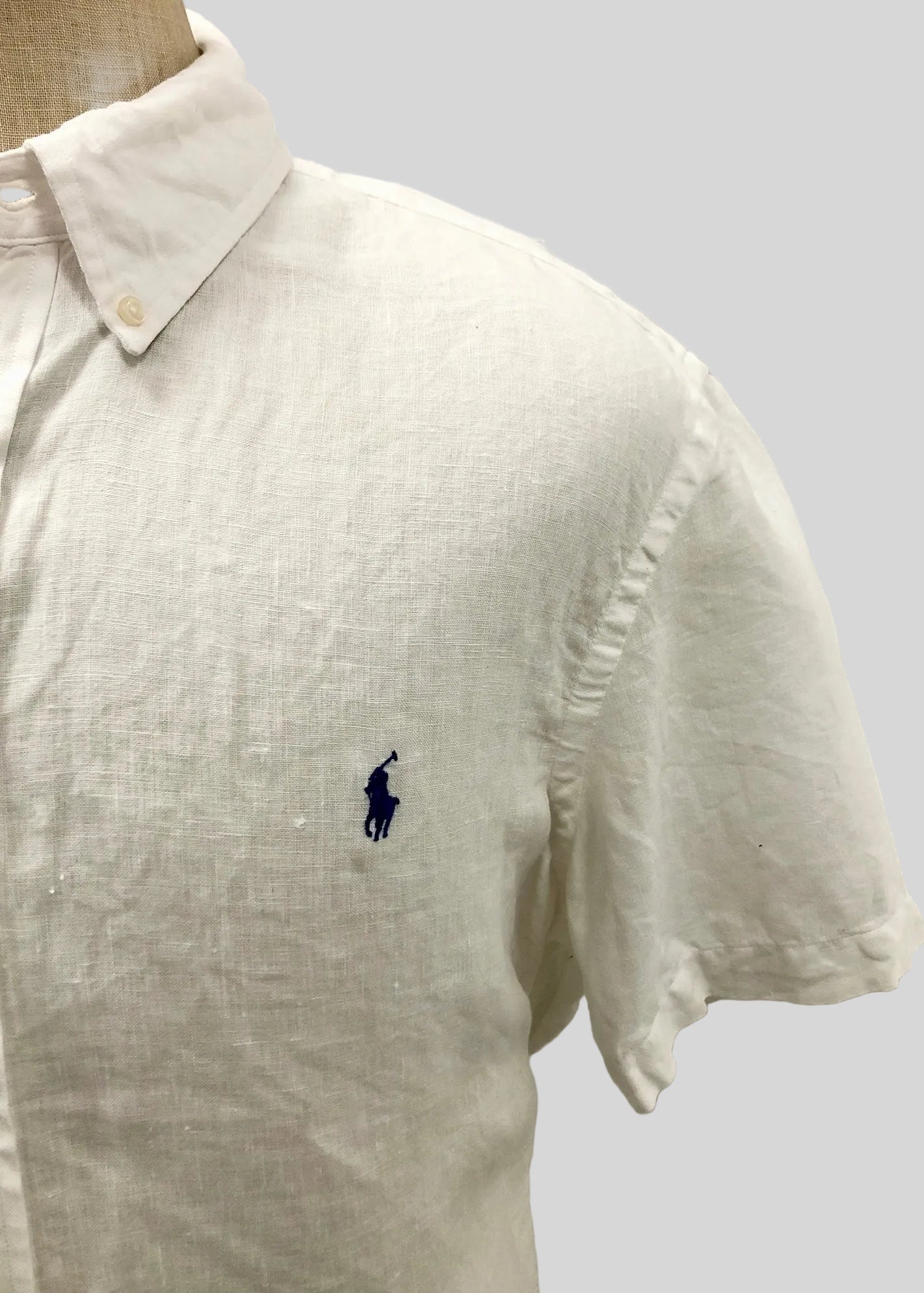 Camisa Polo Ralph Lauren 🏇🏼 de Lino en color blanco Talla XL Entalle Regular (ver descripción)