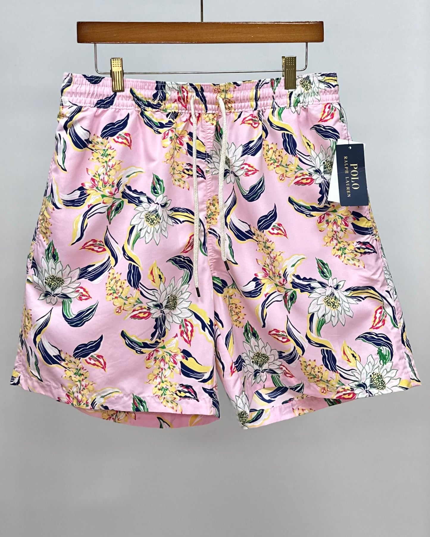 Short de baño Polo Ralph Lauren 🏇🏼 color rosado claro con diseño floral talla L