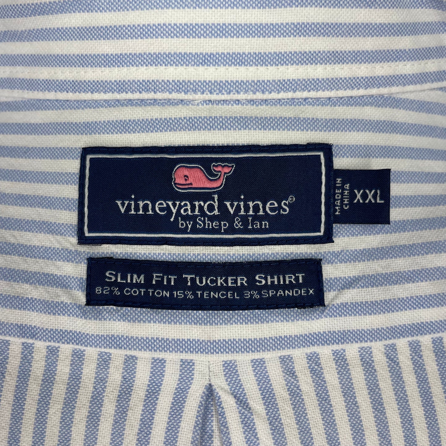 Camisa de botones Vineyard Vines 🐳 con patrón de rayas en color celeste y blanco Talla XXL Entalle Slim Fit