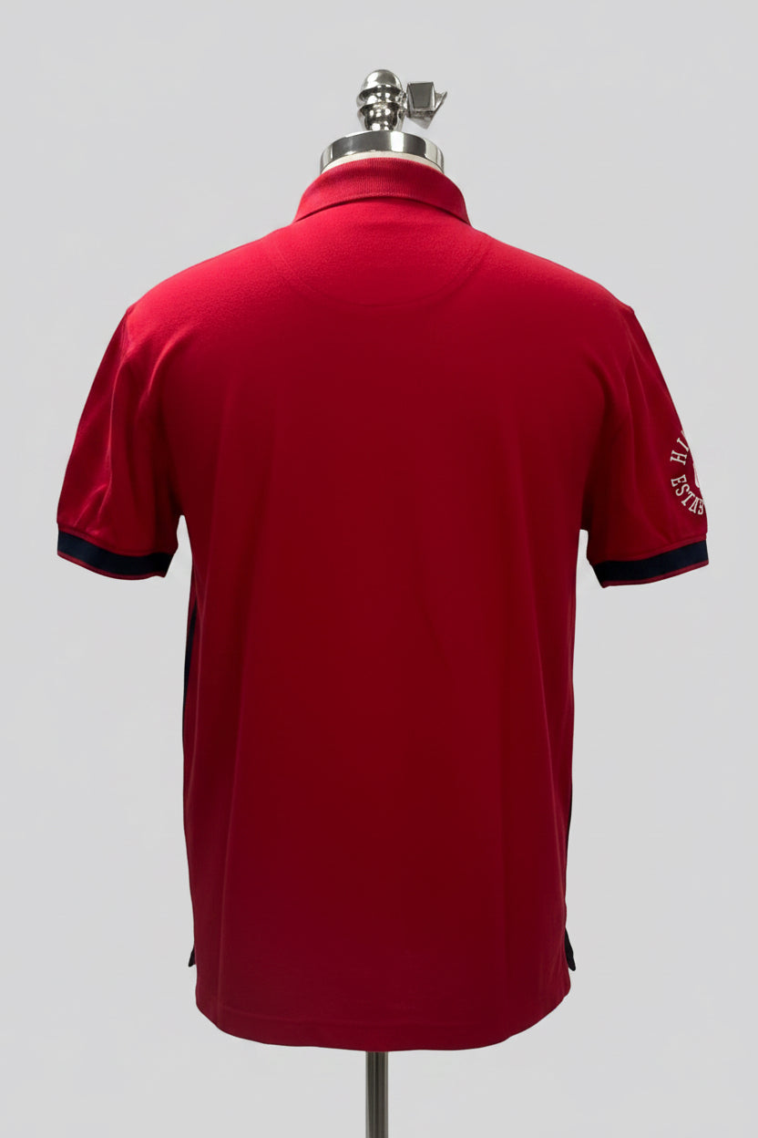 Camiseta Polo Tommy Hilfiger 🇺🇸 color azul navy y mangas y cuello en rojo Talla L Entalle Regular (ver descripción)