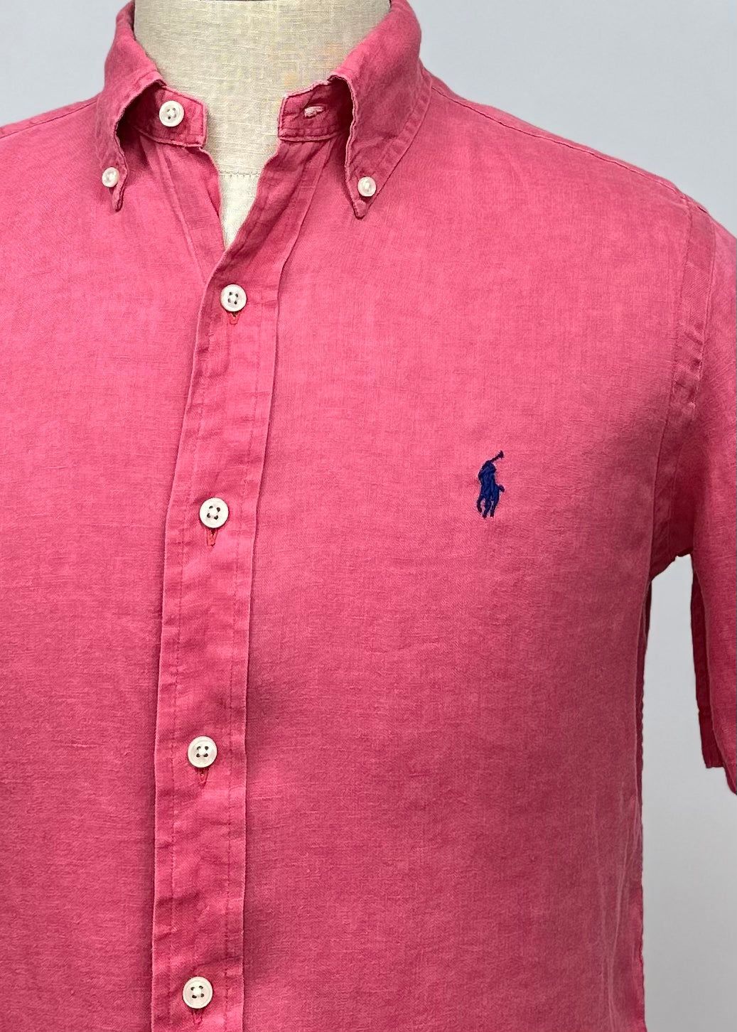 Camisa de botones Polo Ralph Lauren 🏇🏼 De Lino en color rosado magenta Talla L Entalle Clásico