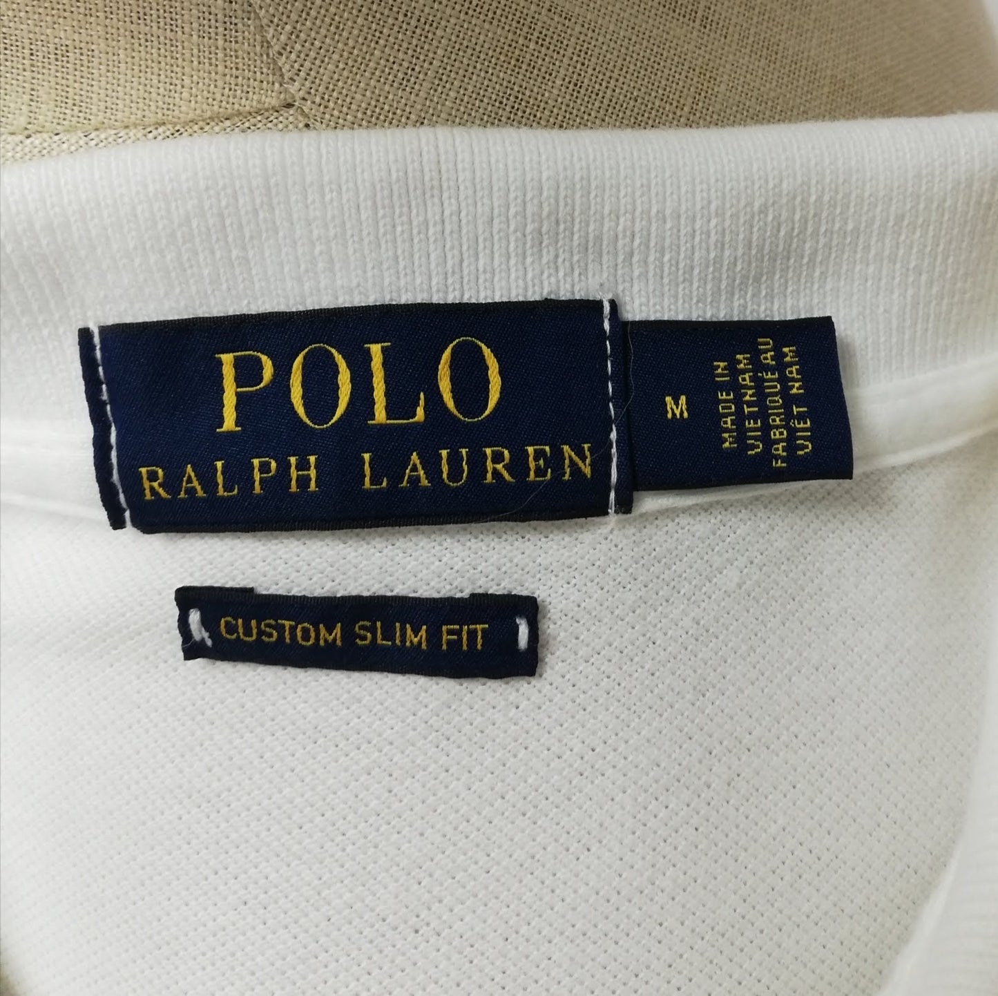 Camiseta Polo Ralph Lauren 🏇🏼color blanco con logo big pony Talla M Entalle Custom Slim Fit