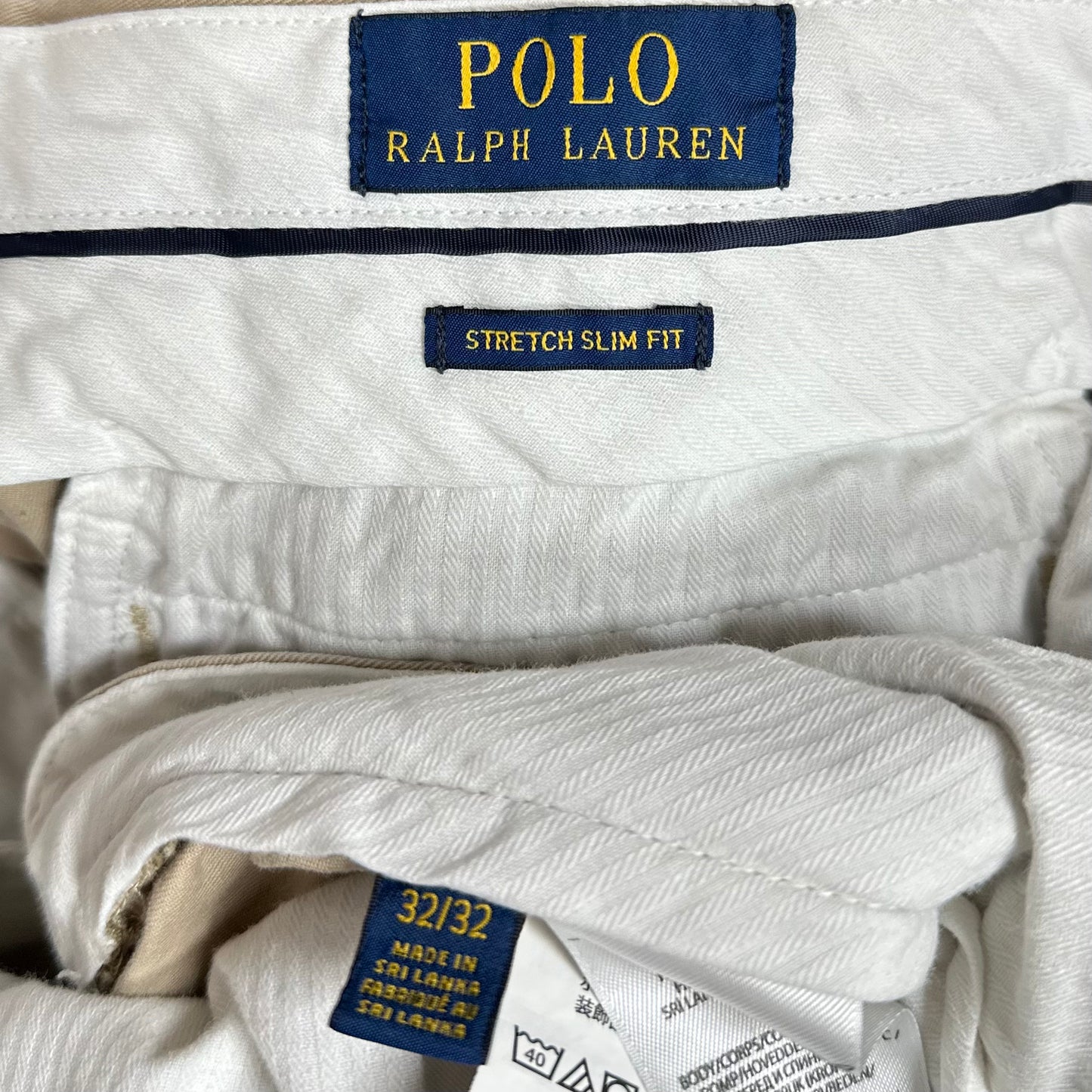 Pantalon casual Polo Ralph Lauren 🏇🏼color crema Talla 32x32 Corte Stretch Slim Fit