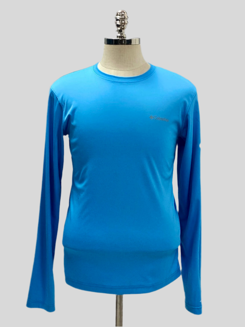 Camiseta cuello redondo Columbia 🔷 color azul manga larga Talla S