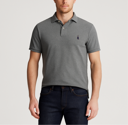 Camiseta Polo Ralph Lauren 🏇🏼Tela Pima color gris Talla L Entalle Regular