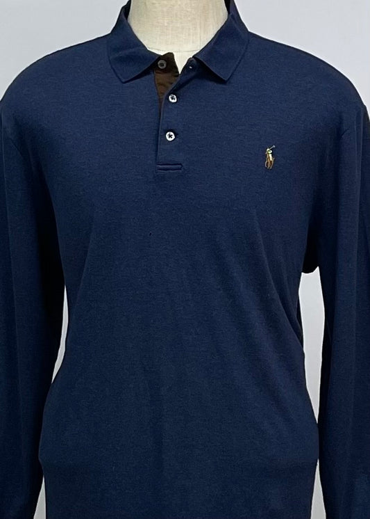 Camiseta Polo Ralph Lauren 🏇🏼color azul navy Manga larga Talla XL Entalle Clásico