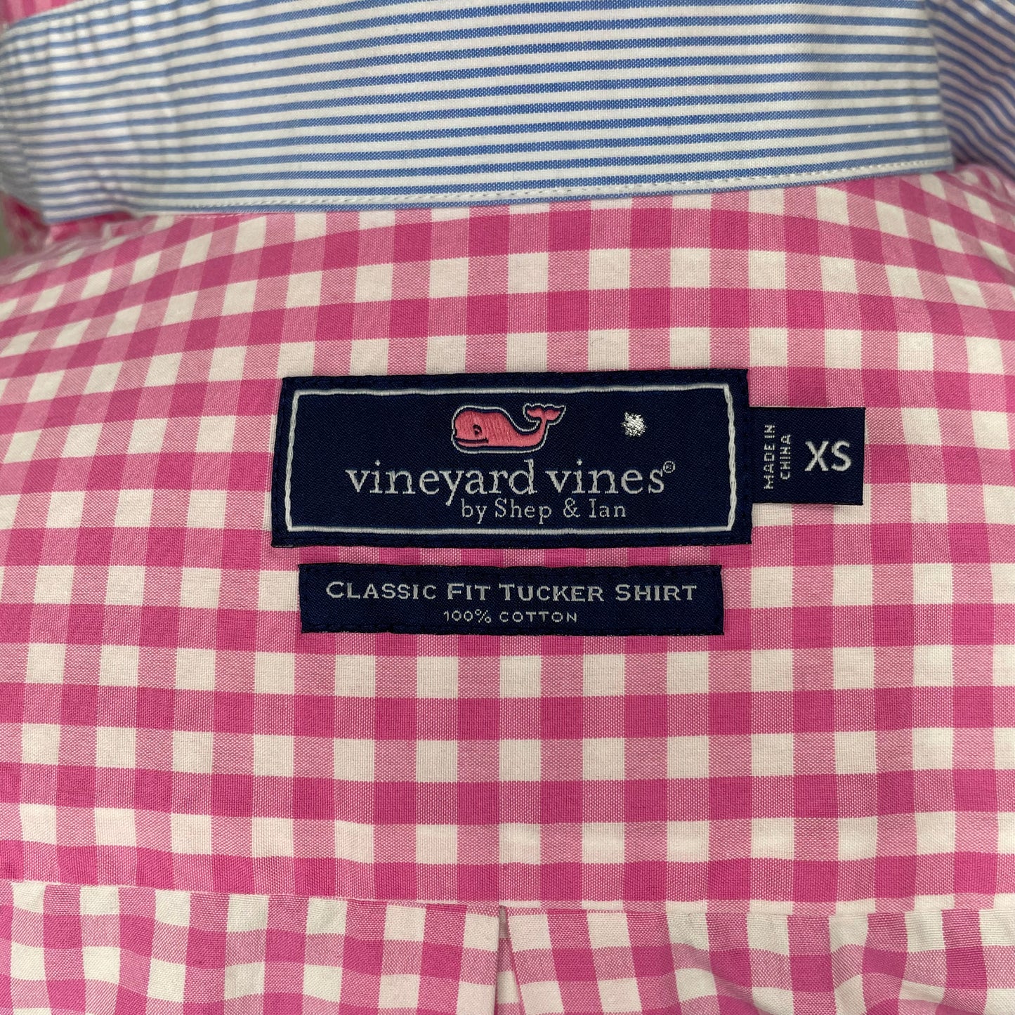 Camisa de cuadros Vineyard Vines 🐳 de cuadros gingham en color rosado y blanco Talla S Entalle Clásico