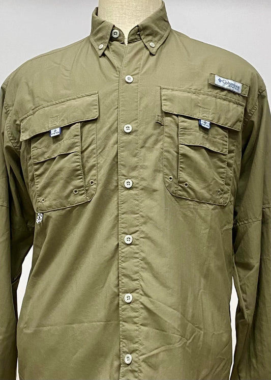 Camisa Columbia 🔹color verde oliva con Omni Shade Manga larga Talla S