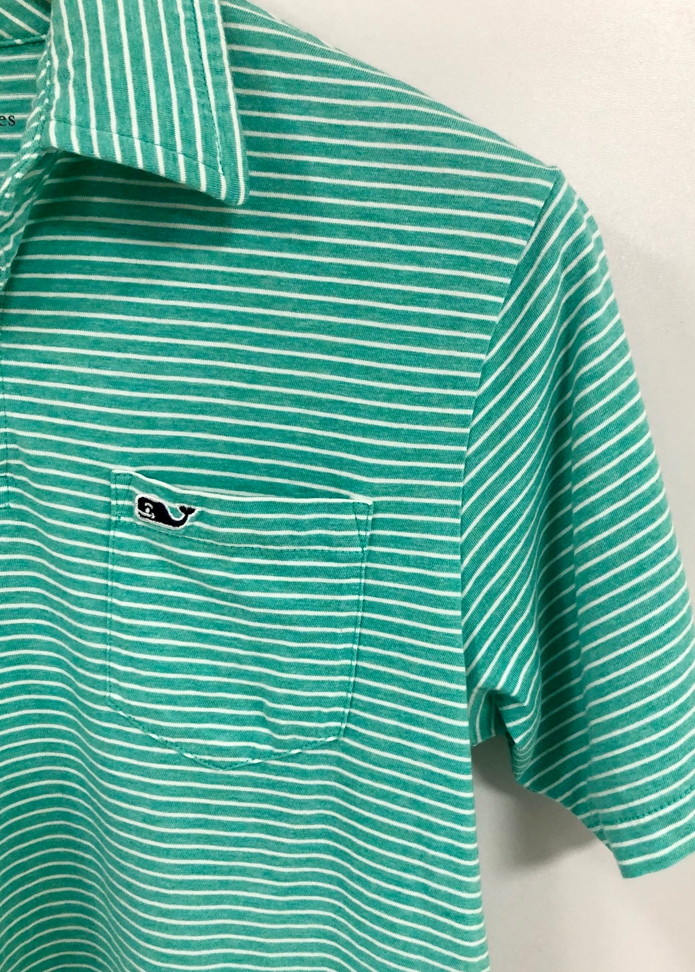Camiseta Polo de niño Vineyard Vines 🐳 Pima con rayas en turquesa y blanco Talla L Entalle Regular