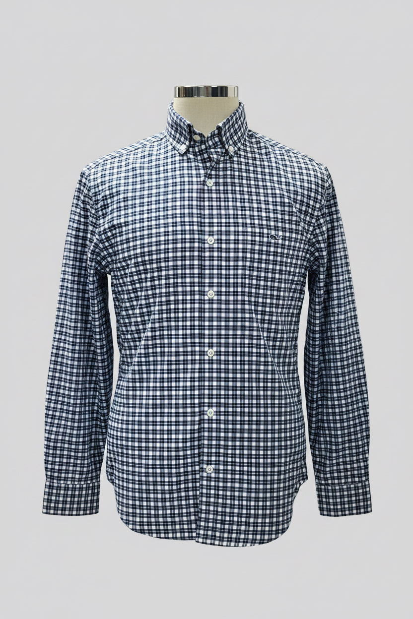 Camisa Vineyard Vines 🐳 de cuadros en color azul navy y blanco Talla M Entalle Clásico