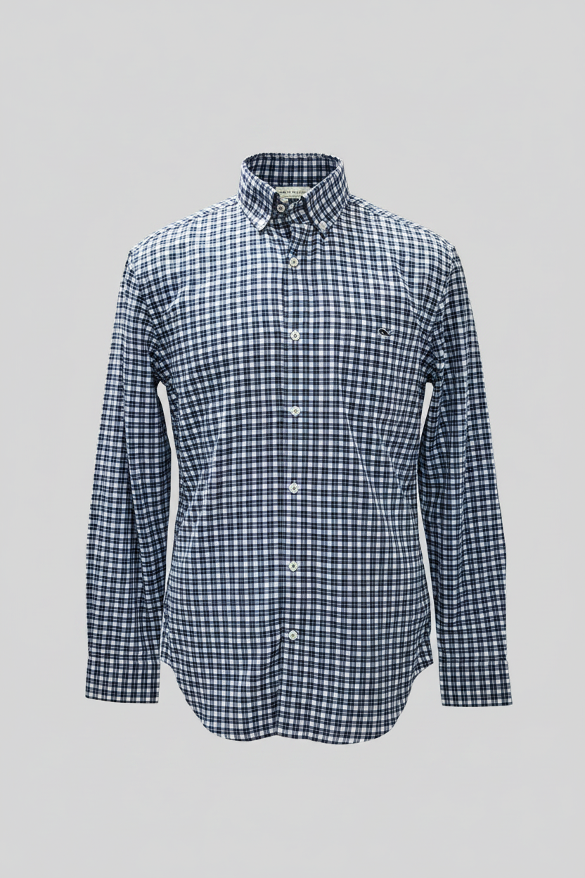 Camisa Vineyard Vines 🐳 de cuadros en color azul navy y blanco Talla M Entalle Clásico