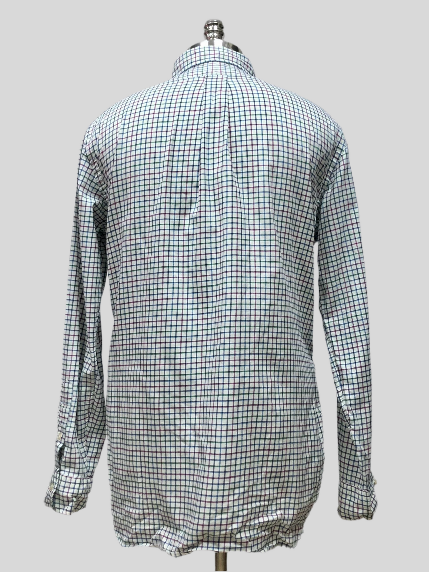 Camisa Polo Ralph Lauren 🏇🏼 Color blanco de cuadros en color verde, rojo y azul Talla L Entalle Clásico