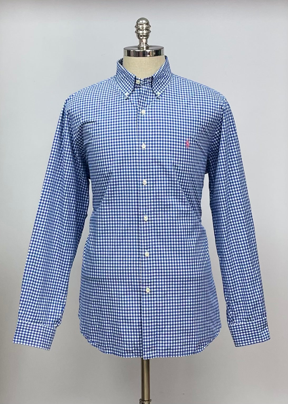 Camisa Polo Ralph Lauren 🏇🏼 con patron de cuadros gingham celeste y blanco Talla XL Entalle Regular