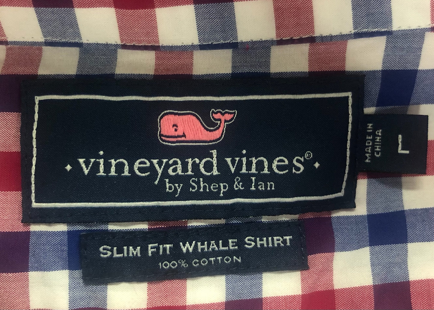Camisa de botones Vineyard Vines 🐳 de cuadros en color rojo, azul y blanco Talla L Entalle Slim Fit