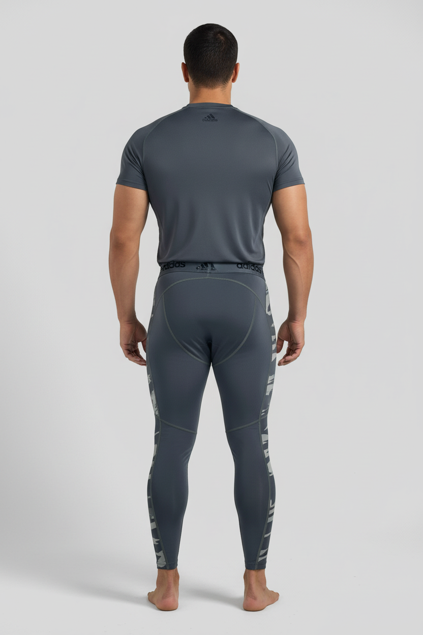 Malla de entrenamiento licra Adidas 🏃🏻 Dry-Fit  para hombre en Color negro y cintura gris Talla M