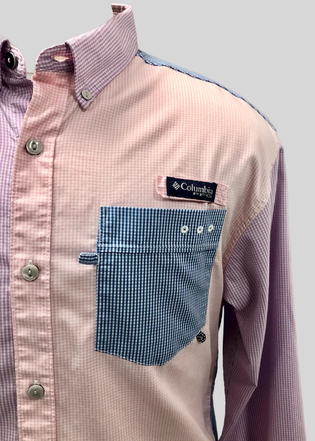 Camisa Columbia 🔹 De cuadros en color lila, rosado y azul Talla L