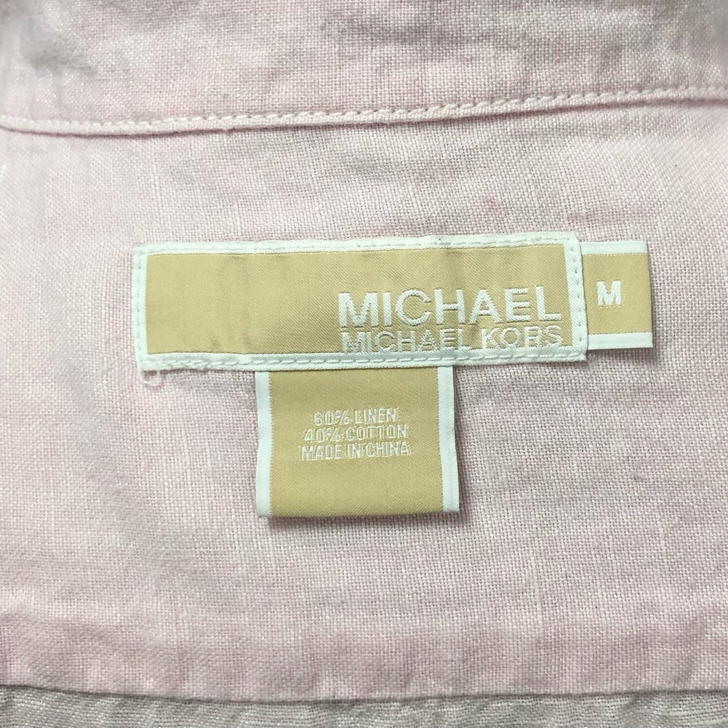 Camisa de botones Michael Kors 🇺🇸 De lino en color rosado claro Talla M Entalle Regular