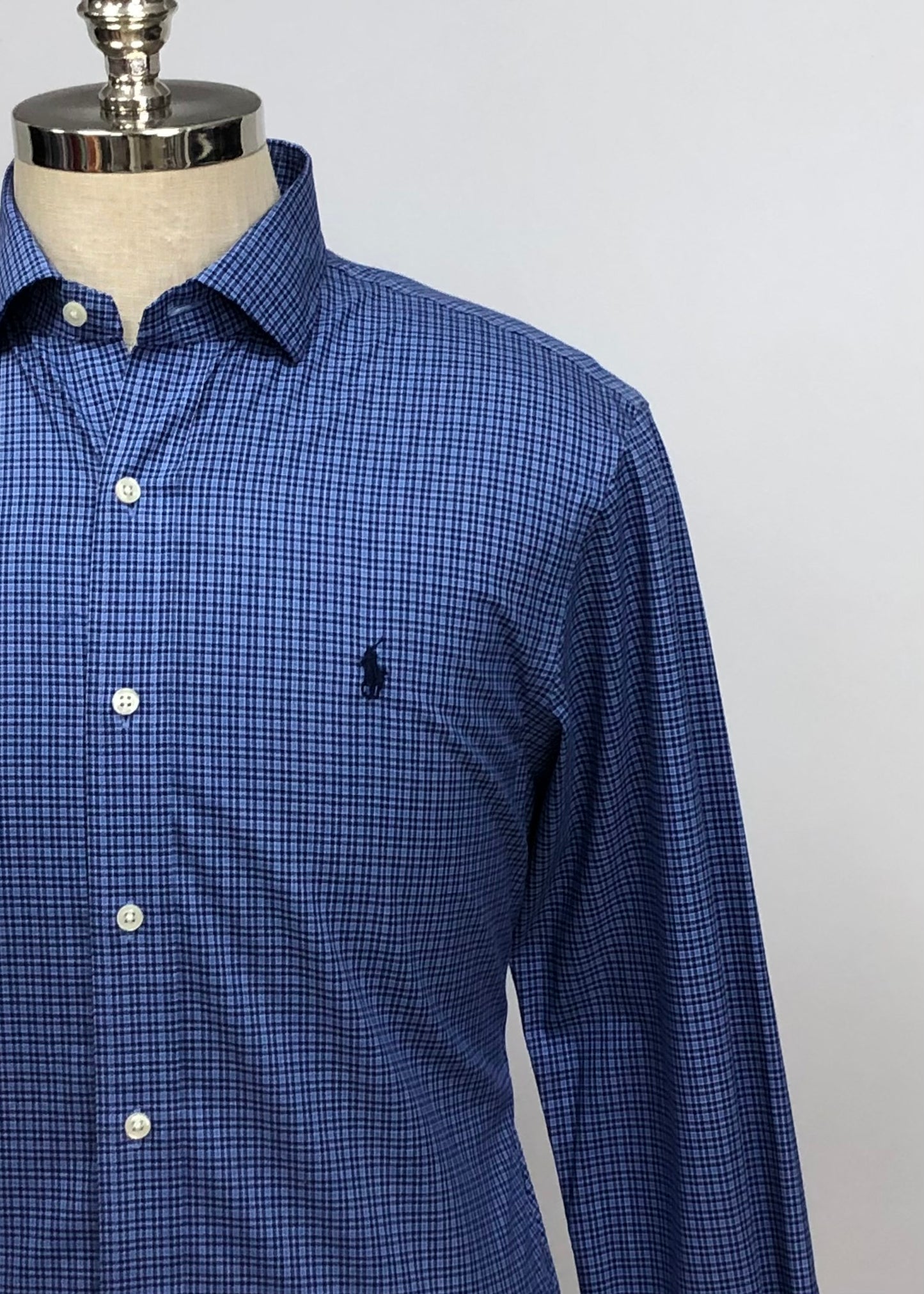 Camisa Polo Ralph Lauren 🏇🏼 con patron de cuadros en celeste y azul Talla M Entalle Slim Fit