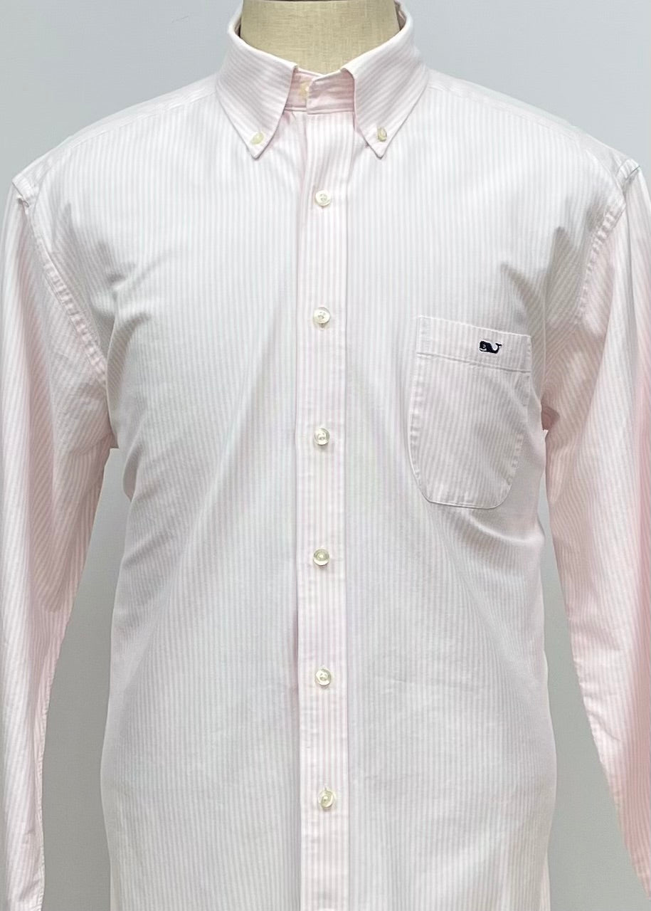 Camisa de botones Vineyard Vines 🐳 con patrón de rayas en color rosado claro y blanco Talla XL Entalle Slim Fit