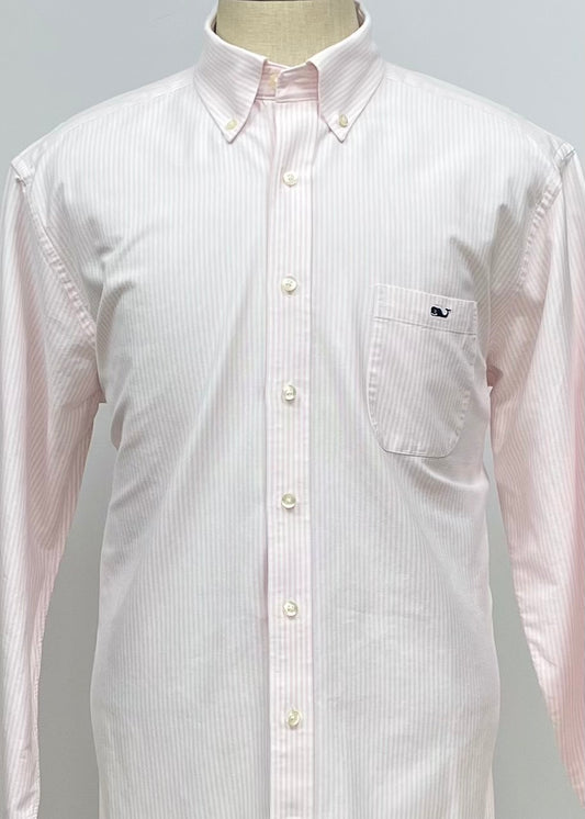 Camisa de botones Vineyard Vines 🐳 con patrón de rayas en color rosado claro y blanco Talla XL Entalle Slim Fit