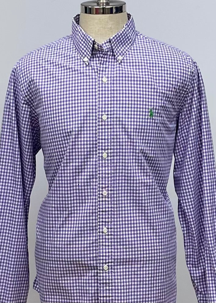 Camisa de botones Polo Ralph Lauren 🏇🏼 con cuadros en color morado y blanco Talla XL Entalle Regular