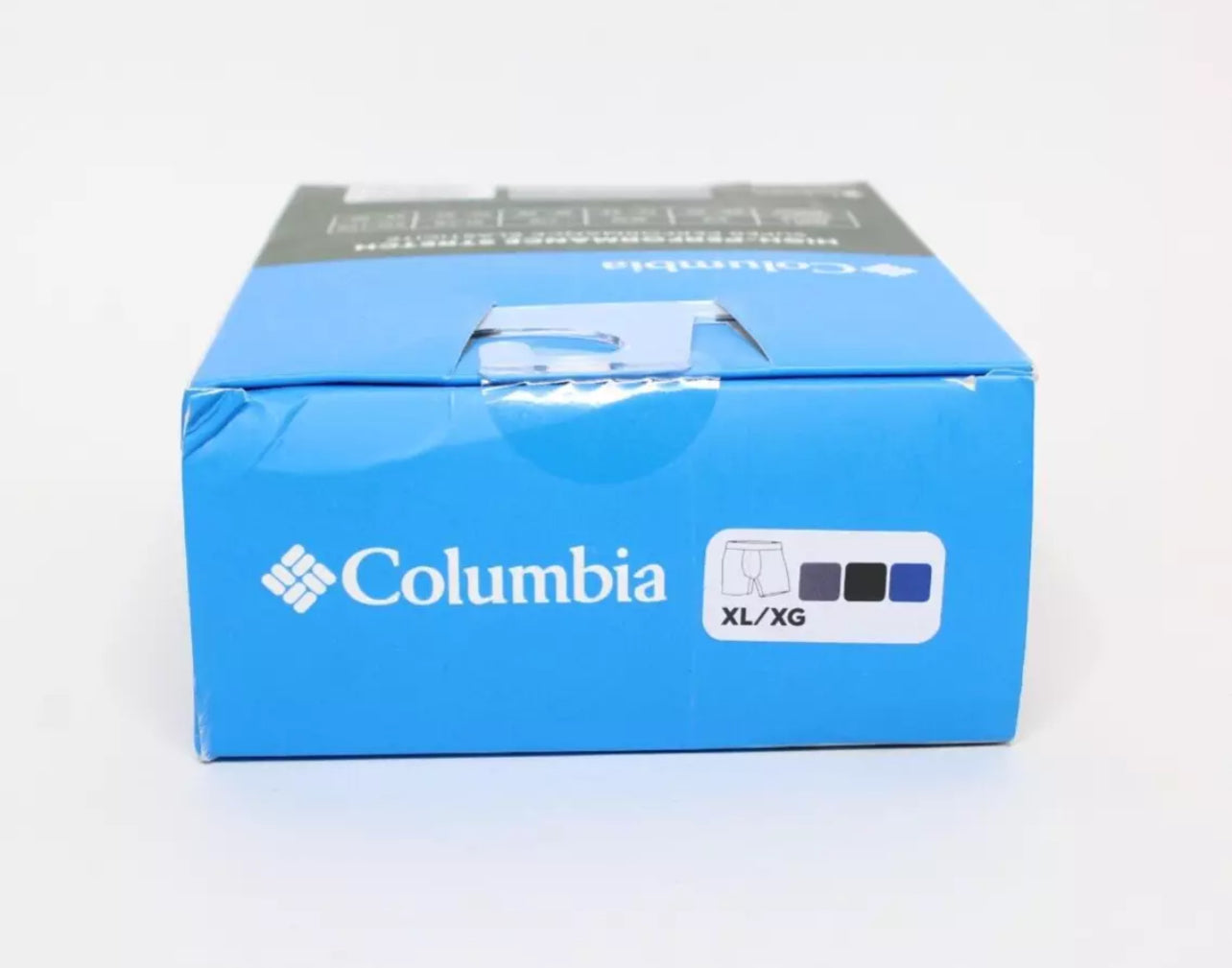 Combo de 3 Boxers Briefs Columbia 🔷 Tela de algodón stretch color morado, azul y gris Talla XL
