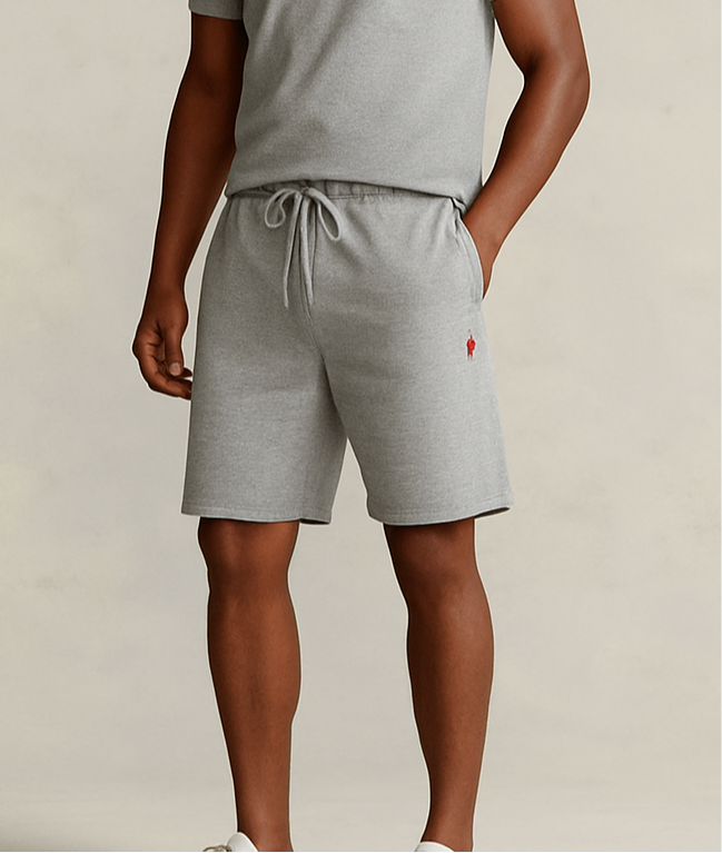 Short Lounge Polo Ralph Lauren 🏇🏼 color Gris y logo en rojo Talla M