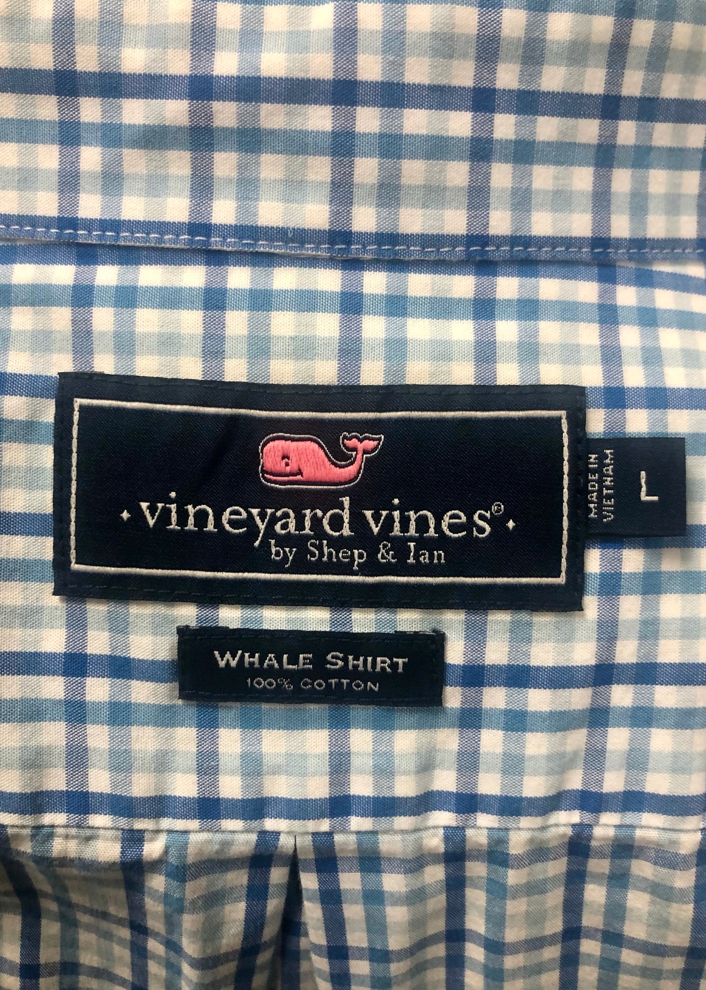 Camisa de botones Vineyard Vines 🐳 Color blanco de cuadros en color celeste y azul Talla L Entalle Regular