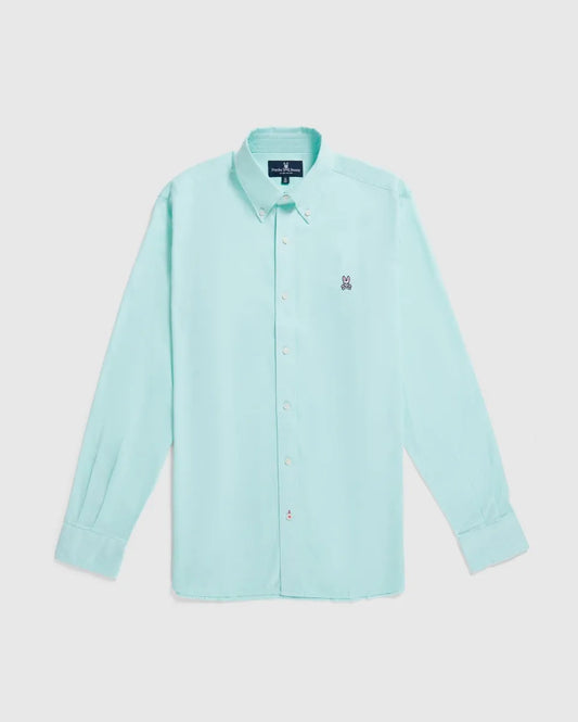 Camisa de botones Psycho Bunny 🐰  Oxford Color verde claro con logo tradicional Talla XL Entalle Regular