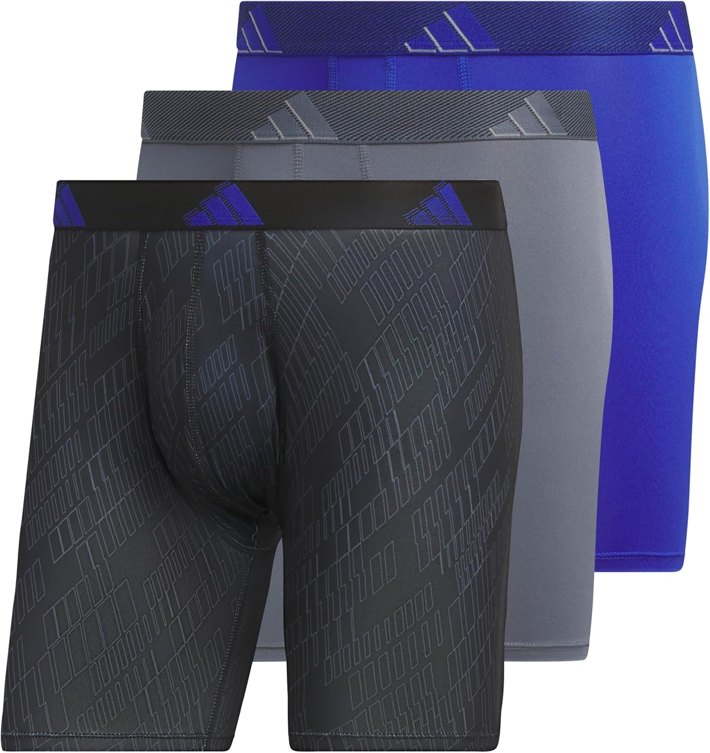 Combo de 3 Boxers Briefs Adidas Tela Performance color azul, gris y negro Talla L