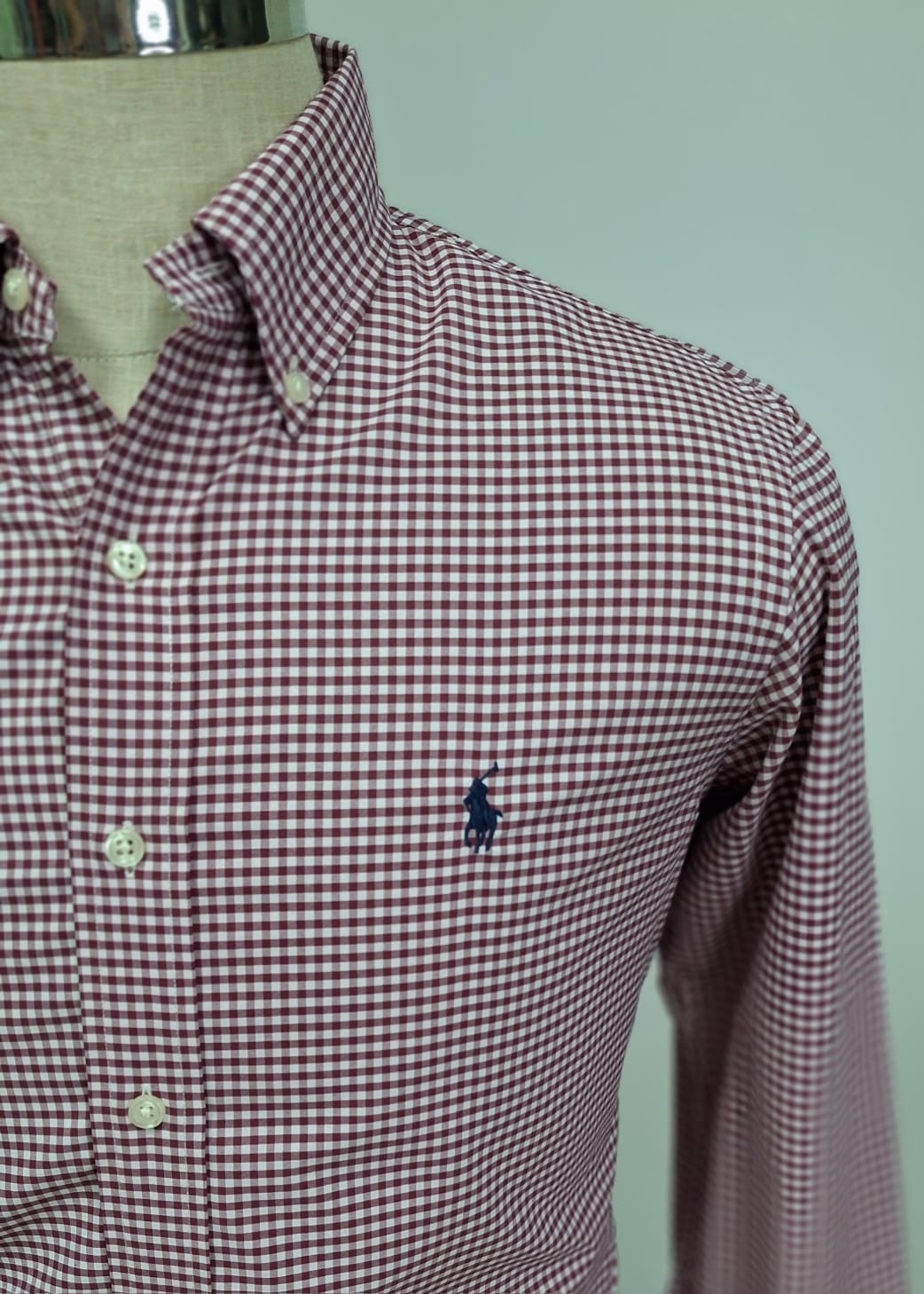 Camisa Polo Ralph Lauren 🏇🏼 Performance con patron de cuadros gingham rojo y blanco Talla L Entalle Clásico